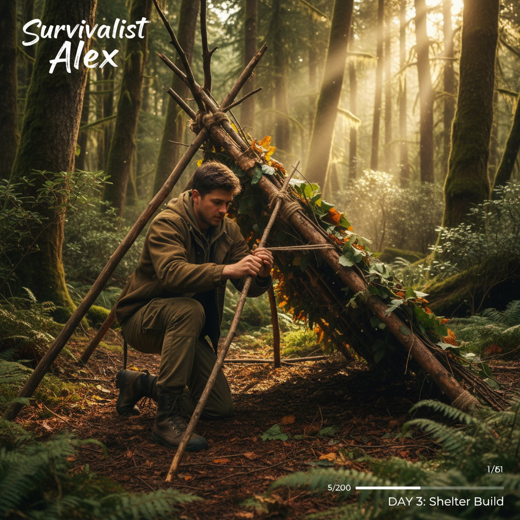 Survival shelter building video