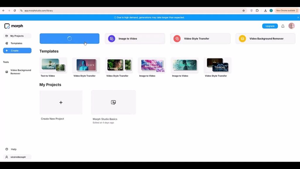 5  Create a video with a prompt using morphstudio